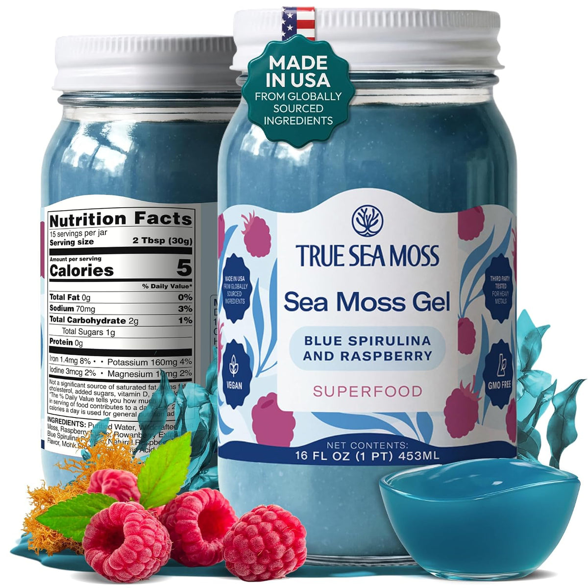 True Sea Moss – Blue Spirulina/Raspberry - Sea Moss Gel