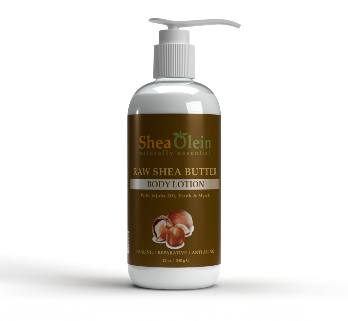 Raw Shea Butter Body Lotion with Jojoba, Frankincense & Myrrh - 12oz